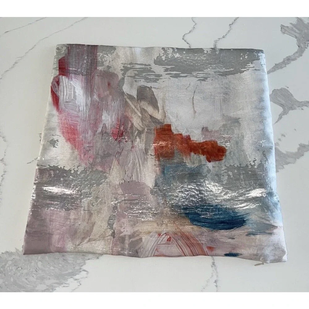 West Elm Ink Abstract Pillow Cover Blossom Brocade Paint Stroke